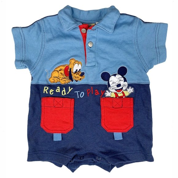Disney Other - Vintage Disney Ready To Play Mickey & Pluto Romper